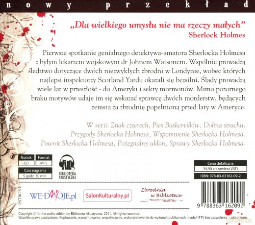 Sherlock Homes Studium W Sykaracie - Arthur Conan Doyle (digipack) [AUDIOBOOK] [CD-MP3]