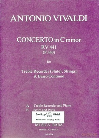 Musica Rara Vivaldi A. - Flötenkonzert In C-Moll Rv 441 - Flute Et Piano [KSIĄŻKA]