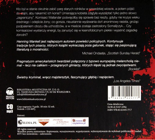 Morderca Bez Twarzy Wyd.2 - Henning Mankell (digipack) [AUDIOBOOK] [CD-MP3]