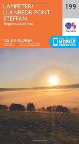 OS Explorer Map 199 Lampeter, Tregaron and Llan-non - Ordnance Survey [KSIĄŻKA]