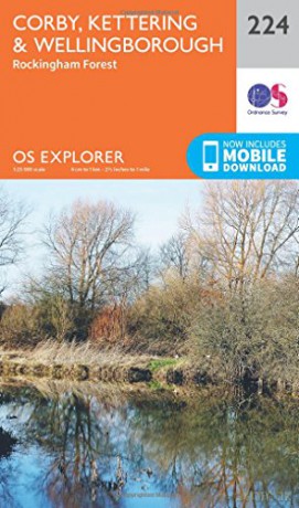 OS Explorer Map 224 Corby, Kettering and Wellingborough - Ordnance Survey [KSIĄŻKA]