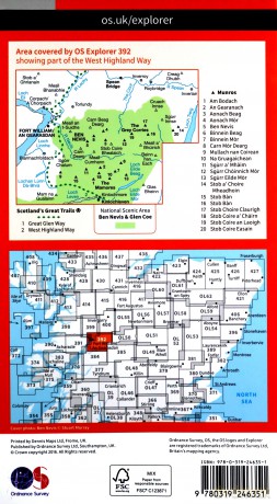 OS Explorer Map 392 Ben Nevis and Fort William, The Mamores and The Grey Corries, Kinlochleven and Spean Bridge OS Explorer Paper Map - Ordnance Survey [KSIĄŻKA]