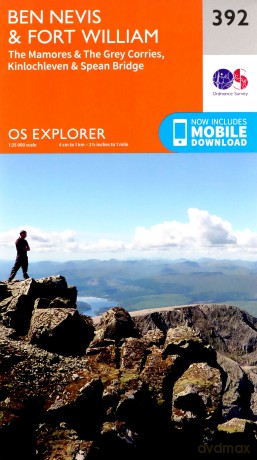OS Explorer Map 392 Ben Nevis and Fort William, The Mamores and The Grey Corries, Kinlochleven and Spean Bridge OS Explorer Paper Map - Ordnance Survey [KSIĄŻKA]