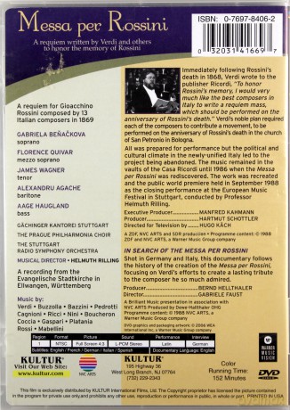 Giuseppe Verdi: Messa per Rossini [DVD]