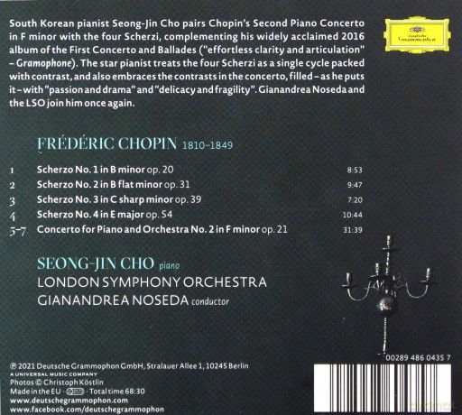Seong-Jin Cho: Chopin: Piano Concerto No.2 Scherzi [CD]