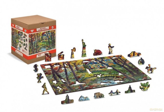 WOODEN CITY Puzzle drewniane 3D Domek w lesie A cottage in the woods L [PUZZLE]