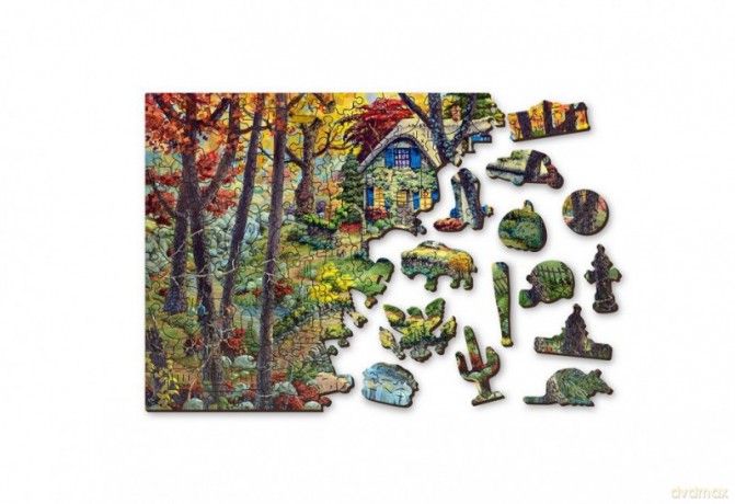 WOODEN CITY Puzzle drewniane 3D Domek w lesie A cottage in the woods M [PUZZLE]