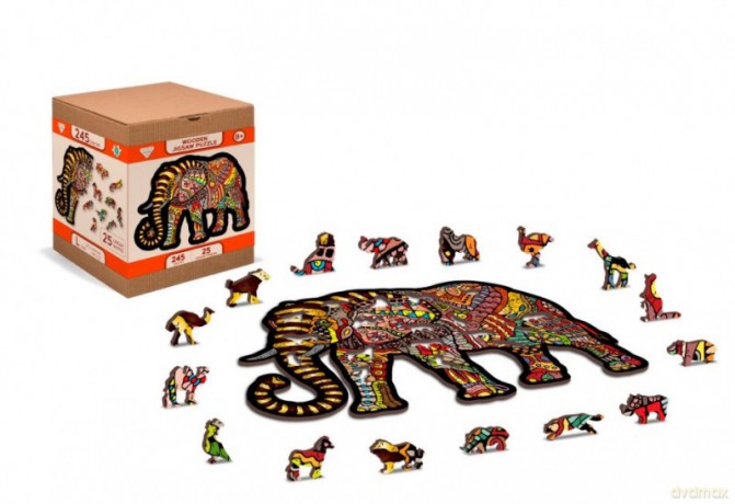 WOODEN CITY Puzzle drewniane 3D Magiczny słoń Magic elephant L [PUZZLE]