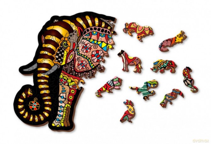 WOODEN CITY Puzzle drewniane 3D Magiczny słoń Magic elephant M [PUZZLE]