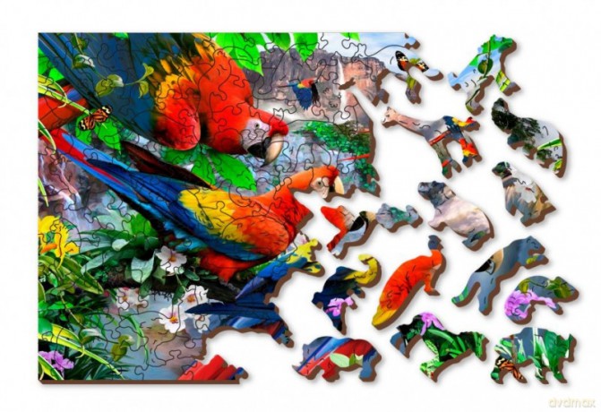 WOODEN CITY Puzzle drewniane 3D Wyspa papug Parrot Island M [PUZZLE]