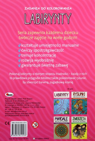 Labirynty. Zadania do kolorowania [KSIĄŻKA]