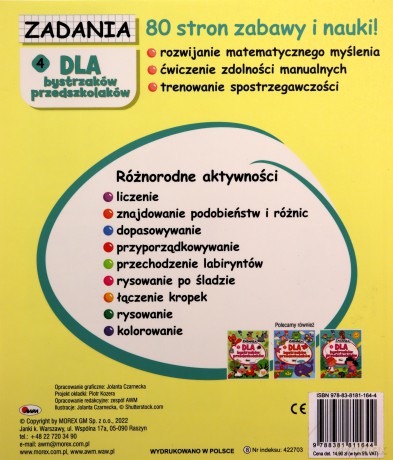 Zadania dla bystrzaków przedszkolaków 4 - Piotr Kozera [KSIĄŻKA]
