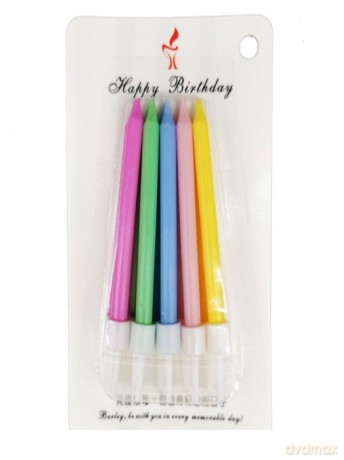Świeczki na tort gładkie pastelowe 7,5cm kpl 10szt