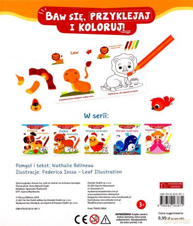 Dzikie zwierzęta. Baw się, przyklejaj i koloruj! - Nathalie Belineau, Federica Iossa [KSIĄŻKA]
