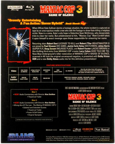 Maniac Cop 3: Badge of Silence (Maniakalny glina 3) [Blu-Ray 4K]+[Blu-Ray]