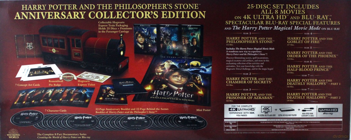 Harry Potter 1-8 - Kompletna kolekcja (Wydanie kolekcjonerskie) [BOX] [8xBlu-Ray 4K]+[17xBlu-Ray]	