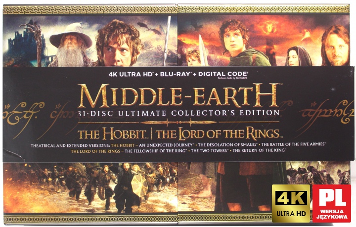 Śródziemie. Kompletna Kolekcja: Hobbit Trylogia| Władca Pierścieni Trylogia [BOX] [12xBlu-Ray 4K]+[19xBlu-Ray]