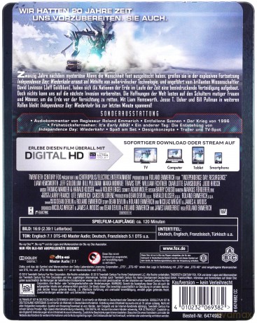 Independence Day: Resurgence (Dzień Niepodległości: Odrodzenie) (steelbook) [Blu-Ray]