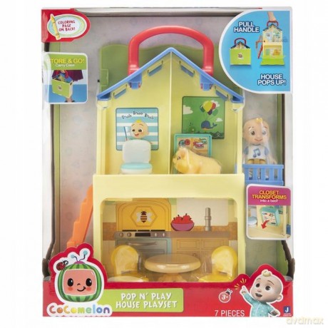 CoComelon's Pop n' Play House Średni zestaw zabawek- 2 figurki i 5 akcesoriów