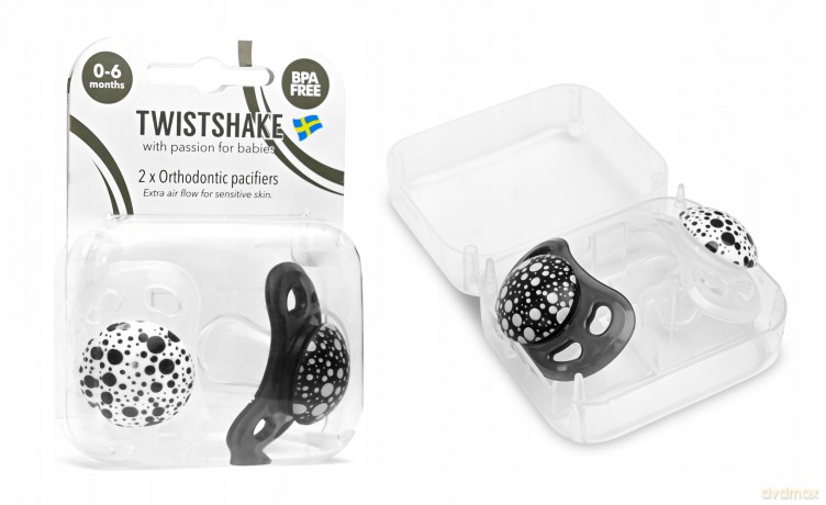 Smoczki uspokajające Twistshake 2x Pacifier Black White 0-6m