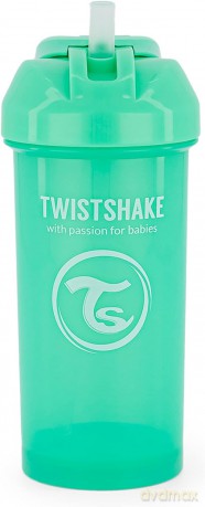 Twistshake Kubek niekapek ze słomką 360ml Pastelowy zielony