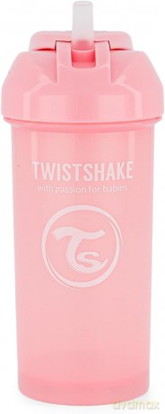 Twistshake Kubek niekapek ze słomką 360ml Pastelowy róż