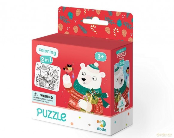 Kolorowanka 16 el. Świąteczny Niedźwiedź [PUZZLE]