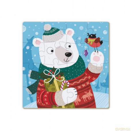 Kolorowanka 16 el. Świąteczny Niedźwiedź [PUZZLE]