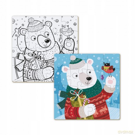 Kolorowanka 16 el. Świąteczny Niedźwiedź [PUZZLE]