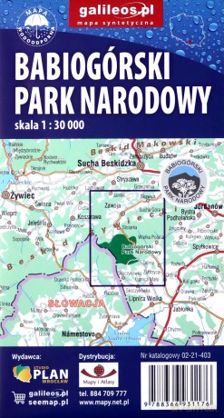 Babia Góra i Zawoja. Mapa turystyczna, 1:30 000 mapa syntetyczna