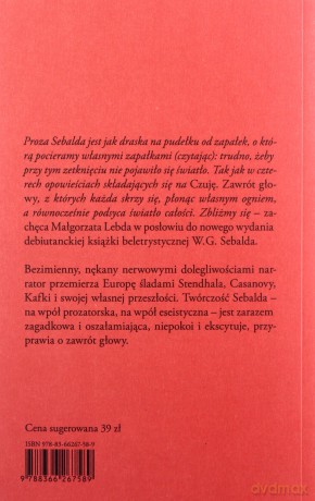 Czuję. Zawrót głowy - W.G. Sebald [KSIĄŻKA]