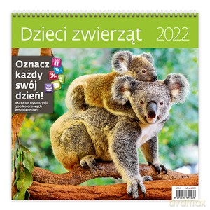 Kalendarz 30 x 30 z naklejkami Dzieci zwierząt 2022 [KALENDARZ]