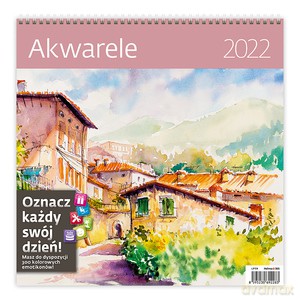 Kalendarz 30 x 30 z naklejkami. Akwarele 2022 [KALENDARZ]