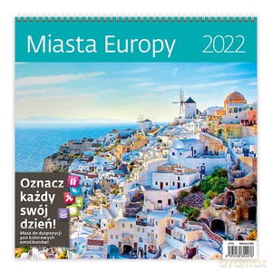 Kalendarz 30 x 30 z naklejkami. Miasta Europy 2022 [KALENDARZ]