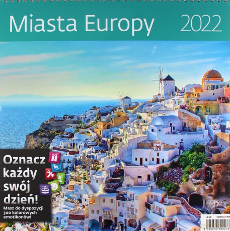 Kalendarz 30 x 30 z naklejkami. Miasta Europy 2022 [KALENDARZ]