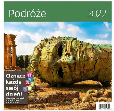 Kalendarz 30 x 30 z naklejkami. Podróże 2022 [KALENDARZ]