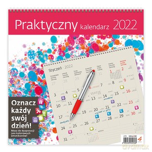 Kalendarz 30 x 30 z naklejkami. Praktyczny 2022 [KALENDARZ]
