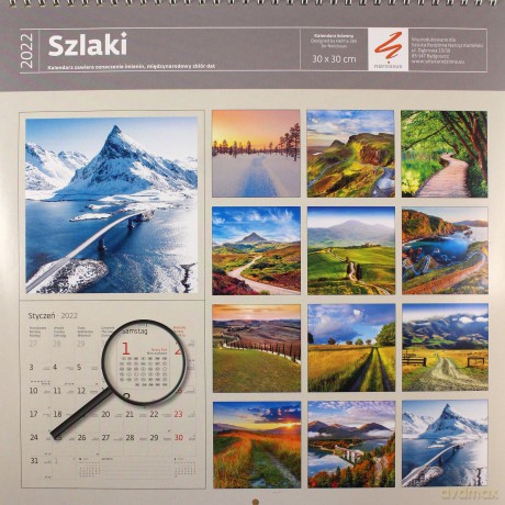 Kalendarz 30 x 30 z naklejkami. Szlaki 2022 [KALENDARZ]