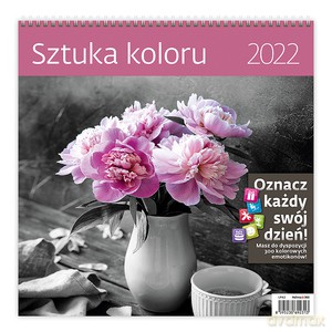 Kalendarz 30 x 30 z naklejkami. Sztuka koloru 2022 [KALENDARZ]