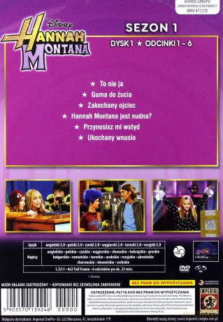 Hannah Montana sezon 1 odcinki 01-06 (Disney) [DVD]