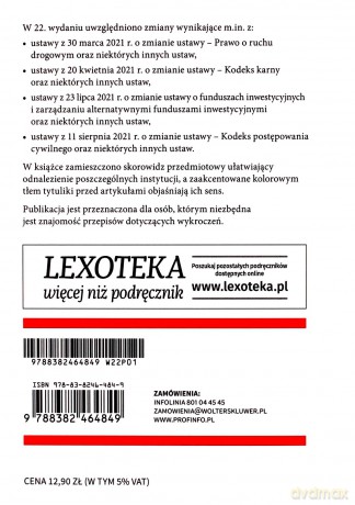Kodeks wykroczeń. Kodeks postępowania w sprawach o wykroczenia. Przepisy Stan prawny: 11.08.20212 [KSIĄŻKA]