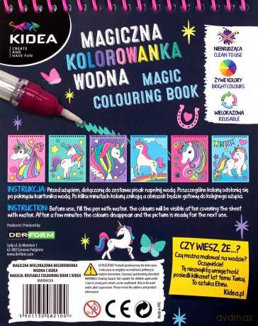 Magiczna wielorazowa kolorowanka wodna Kidea JEDNOROŻEC