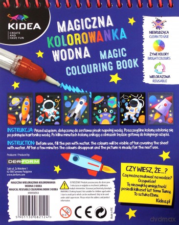 Magiczna wielorazowa kolorowanka wodna Kidea KOSMOS
