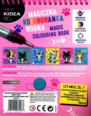 Magiczna wielorazowa kolorowanka wodna Kidea KOTKI