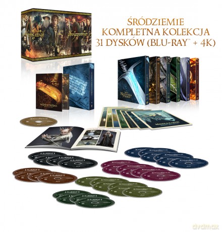 Śródziemie. Kompletna Kolekcja: Hobbit / Władca Pierścieni [BOX] [12xBlu-Ray 4K]+[19xBlu-Ray]