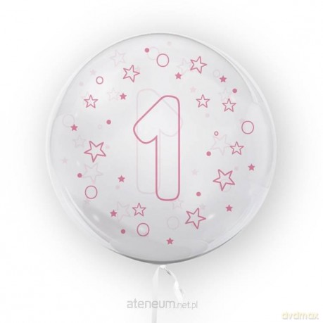 Balon 45 cm Gwiazdki cyfra 1 różowy