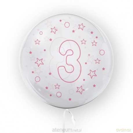 Balon 45 cm Gwiazdki cyfra 3 różowy