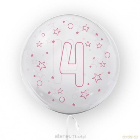 Balon 45 cm Gwiazdki cyfra 4 różowy