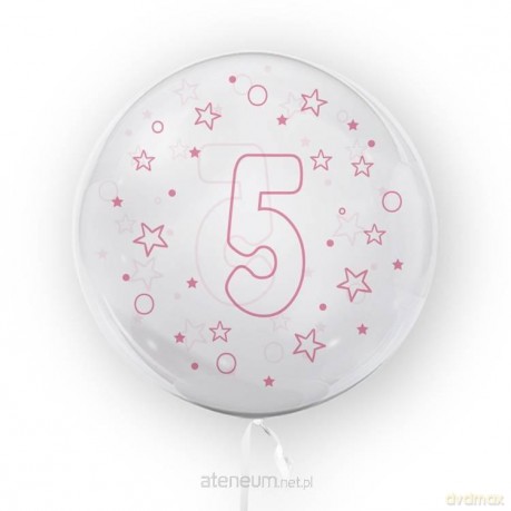 Balon 45 cm Gwiazdki cyfra 5 różowy