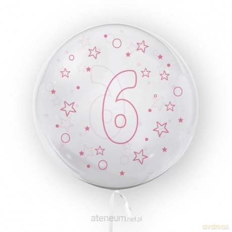 Balon 45 cm Gwiazdki cyfra 6 różowy